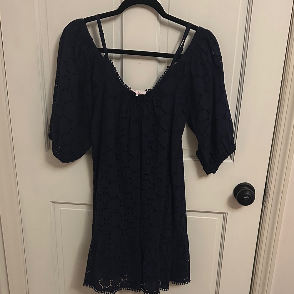 Parker Black Eyelet Peasant Dress with Puff Sleeves